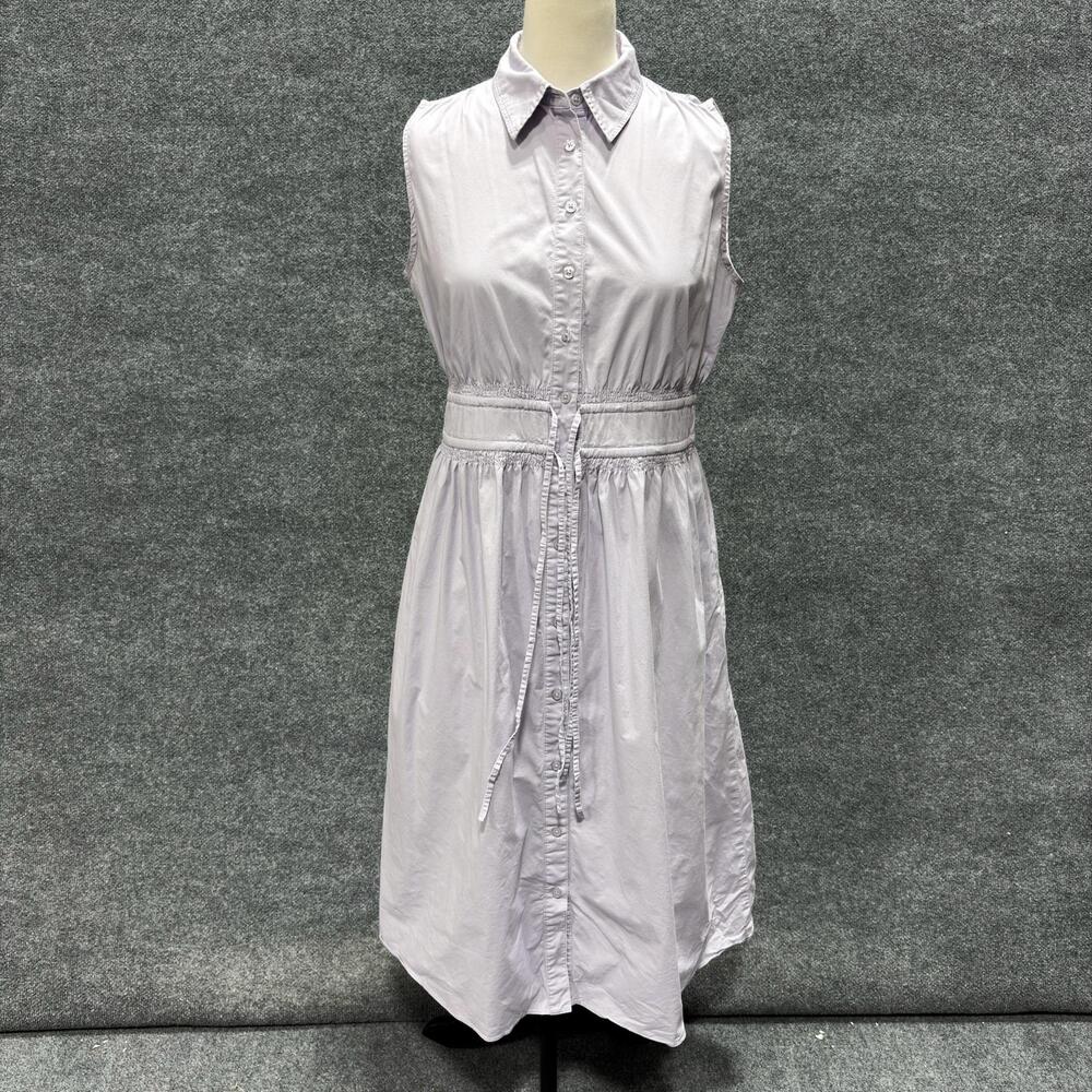 Thakoon Dress Womens M Purple Collared Button Front Sleeveless Shirt Midi Belted